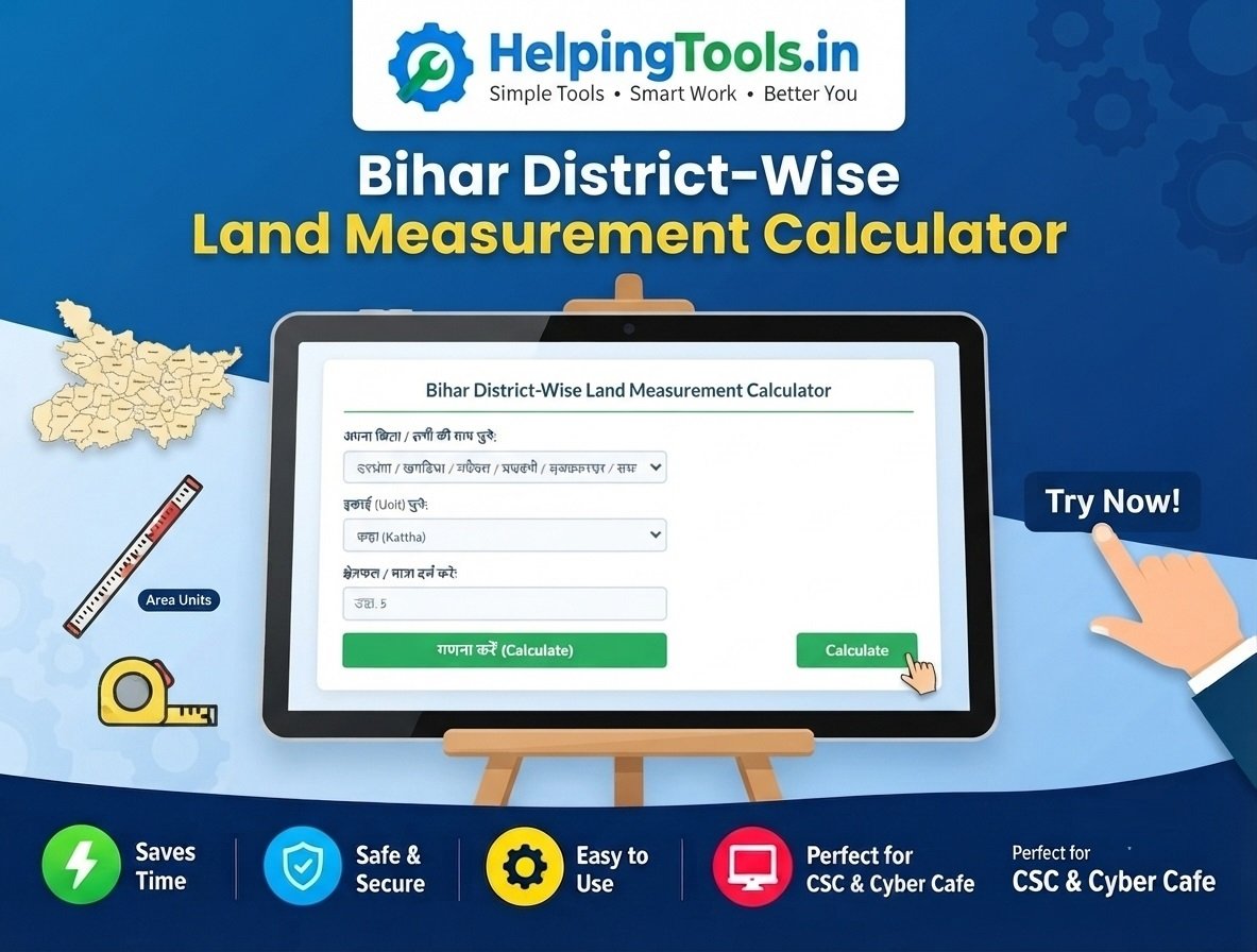 Bihar Land Measurement Calculator – Bigha, Katha, Dhur to Sq Ft/Acre